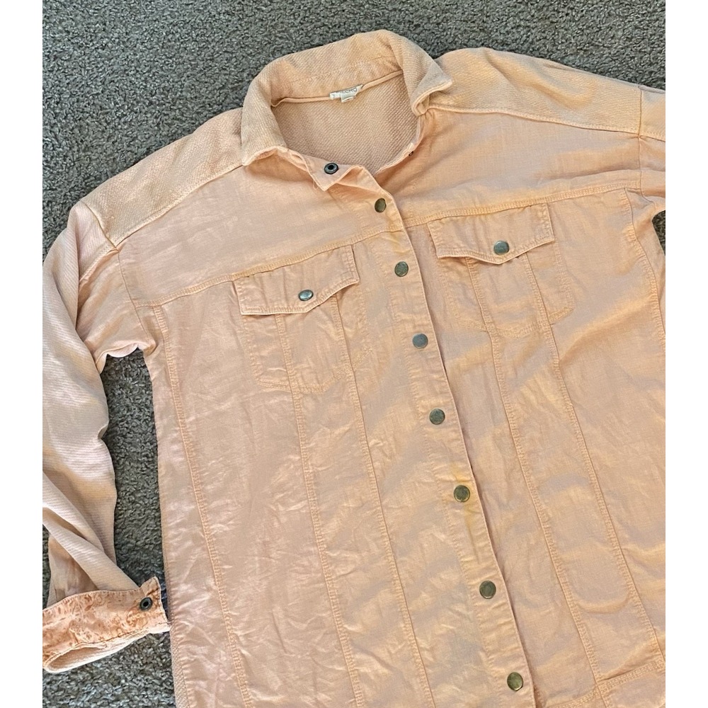 Anthropologie Women's Pilcro Utility Snap Front Shacket‎ Shirt Peach Size Small